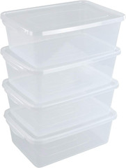 Set of 4 Clear 14 Quart Latching Storage Bins with Lids for Shoes & More