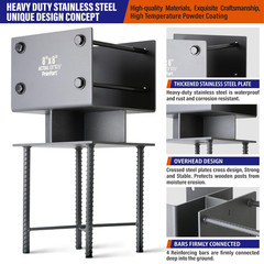 Stainless Steel Post Base Bracket Concrete Wet Set Heavy Duty Wood Fence Anchor