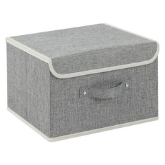 Collapsible Storage Boxes with Lids Fabric Bins 13×9.1×7.9 Grey