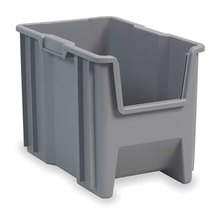 Akro-Mils 13014Grey Hang & Stack Storage Bin, Plastic, 10 7/8 In W, 12 1/2 In