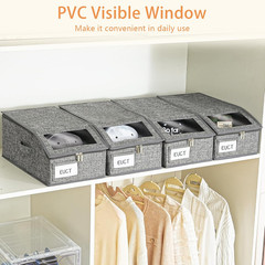 4 Pack Stackable Grey Hat Organizer with Clear Window & Sturdy Handle