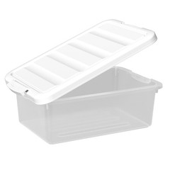14 Quart Clear Storage Latch Box Plastic Organizing Bin White Lid 2 PCS