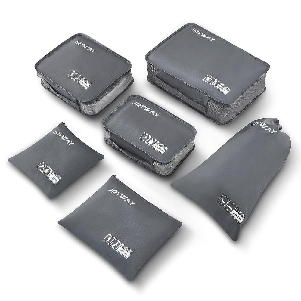 Lightweight Travel Packing Cubes Set 6 Piece Luggage Organizer Bags for