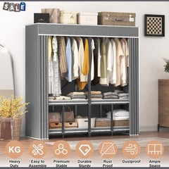 59″ Portable Clothes Closet Steel Wardrobe Rack Storage Organizer Heavy Duty