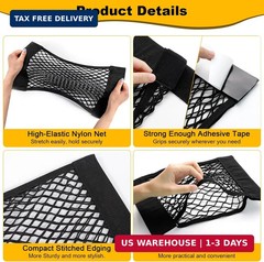 PIFOOG 4Pcs Car Storage Net Pockets, Stretchable Mesh Cargo Net Organizer with A