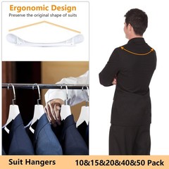 DEDU Suit Hangers for Men 10 Pack, Extra Wide Hangers Non Slip Width 17.7, White