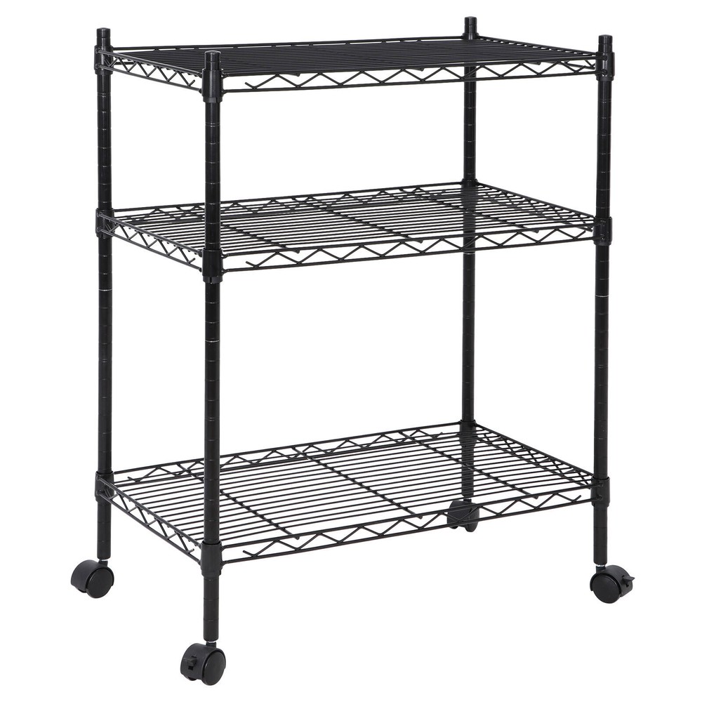3/4/5 Tier Wire Storage Shelf Rack Unit Heavy Duty Shelving Rack Unit Black