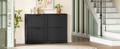 Shoe Storage Cabinet for Entryway with 4 Flip Drawers, Hidden Slim Wood Shoe