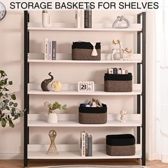 Small Storage Baskets Organizing Shelves Cotton Rope Toy Black 12.7×9.1 4 PCS