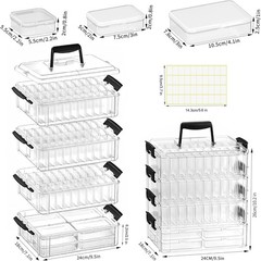 Stackable Bead Storage Organizer with 88 Plastic Containers and Lids, 4-Layer