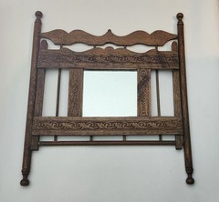 Antique Vintage Victorian Walnut Hanging Pocket Magazine Rack