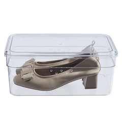 (2 pack) Mainstays Clear Glossy Plastic Small Closet Storage Shoe Organizer Shoe