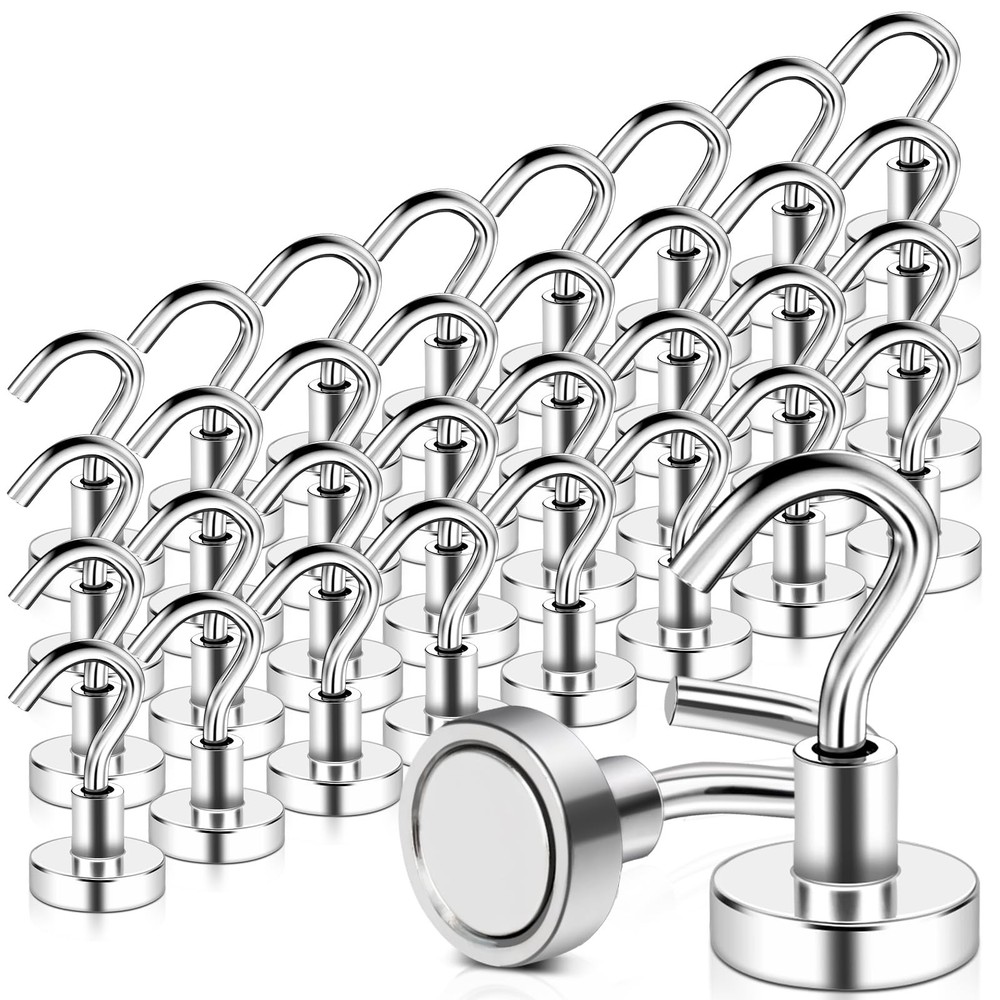 MAGXCENE 32 Pack Magnetic Hooks Heavy Duty, 25 lbs Strong Magnet Hooks f
