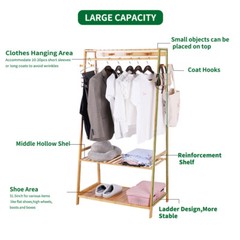 Wooden Clothes Rail Rack Garment Dress Hanging Display Stand Shoe Rack Storage