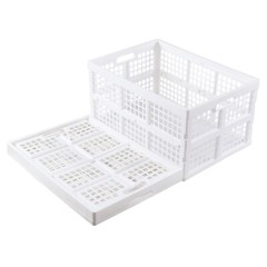 Idotry 2-Pack Plastic Collapsible Storage Crates Foldable Milk Crate, White 42L