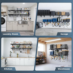 Heavy Duty 4-Pack Wall Mounted Garage Shelves, 1000LB Capacity, 2×3 Ft