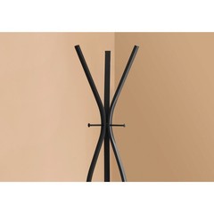 Coat Rack, 3 Hooks, Entryway, 72″h, Bedroom, Black Metal, Contemporary, Modern