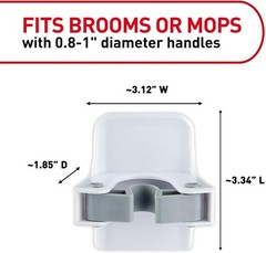 Command Broom & Mop Grippers, Damage-Free Wall Mount Organizer, 3-Pack, No-Tools