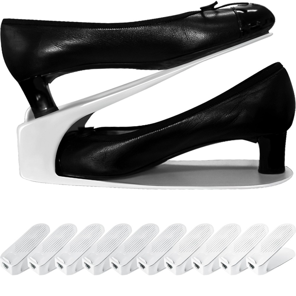 One-Piece Shoe Slot Organizer 10 Pack, Space-Saving Stackers for Closet, Entr…