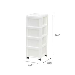 6 Drawer Storage Cart with Organizer Top, White and Pearl (14.25 In. L X 12.05 I