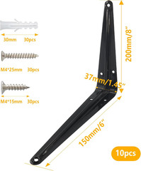10 Pack Shelf Brackets 8 Inch Shelf Bracket, Heavy Duty L Brackets for Shelves f