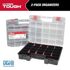 Hyper Tough 2-Pack Organizer, Stackable Plastic With 8 Movable Dividers,93512638