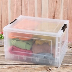 Idotry 4-Tire Clear Plastic Stackable Storage Bins Foldable Closet Organizer Box