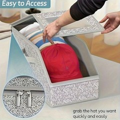 1/2x Stackable Hat Storage Organizer for Baseball Caps 24 Caps Hat Box with Lid