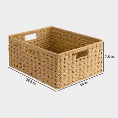 Brown 16.5 In. X 7.5 In. Polypropylene Decorative Basket with Handles