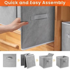Criusia Storage Cubes – 11 Inch Heavy Duty Fabric Medium -11 inches, Grey