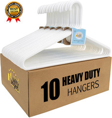 Quality White Plastic Hangers 10 Pack – Super Heavy Duty Multipack for Clothes –
