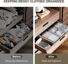 Drawer Organizers – Set of 4 Fabric Closet Organizers and Storage, Drawer Div…