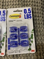 New 3M Command Clear Blue 3 Packs 18 Mini Hooks Damage Free Hanging
