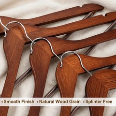 Walnut Wooden Hangers 30 Pack, Wood Clothes Hangers, Durable Coat Hanger with…