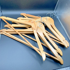 Lot 7 Hangers Natural Wooden Traditional Clothes Suit Pants Hangers Notches