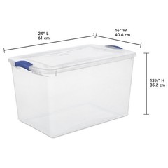 66 Quart Stackable Storage Bins W/ Lids Organizing Clothing Blankets 6 Count New