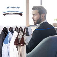Mahogany Wooden Suit Hangers 6 Pack Wood Coat Jacket Shirt Glossy Finish 360