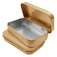 Hulless 6 Pcs Metal Hinged Tin Box Container 3.7” X 2.3” (6 Count), Gold