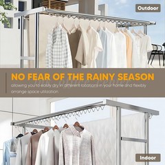 Large Size Garment Rack Clothes Double Rails Hanging Heavy Duty&5 drying racks