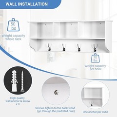 38.6″ Contemporary Wall Mounted Coat Rack W/ Shelf Entryway Hanging Coat Rack W/