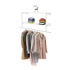 Clothes Display Rack Shelves 2-tier Wall Mounted Garment Rack 42.2*16.5 in 30kg