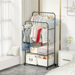 Heavy Duty Clothes Rack Industrial Pipe Garment Rack Rolling Storage Cart Rails