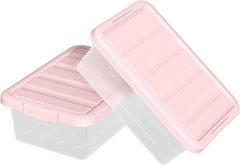Stylish 14 Quart Clear Storage Boxes with Pink Lids – Set of 2