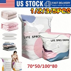 No-Pump Vacuum Storage Bags Large Cube Space Saver Compression Bags CW