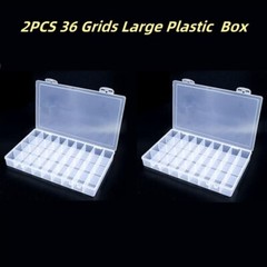2 PAack Large Clear Plastic Organizer Storage Box Container with Dividers USA