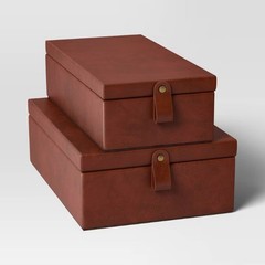 Faux Leather Storage Box Set