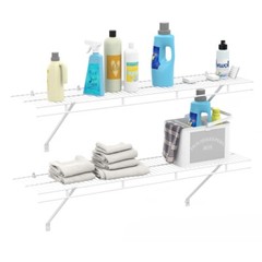 HAUSHOF 2-Pack Heavy Duty Closet Shelves Wall Mounted 4ftx12in Wire Shelving NEW