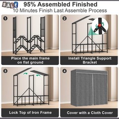 59″ Portable Clothes Closet Steel Wardrobe Rack Storage Organizer Heavy Duty