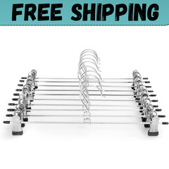 Pants Hangers with Clips Heavy Duty 10 Pack Adjustable Metal Pants Hanger Skirt