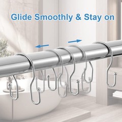 12 Pack Double Shower Curtain Hooks Rings, TENOVEL 12 Pack, Polished Chrome